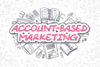 Magenta Text - Account-Based Marketing. Business Concept with Cartoon Icons. Account-Based Marketing - Hand Drawn Illustration for Web Banners and Printed Materials. 