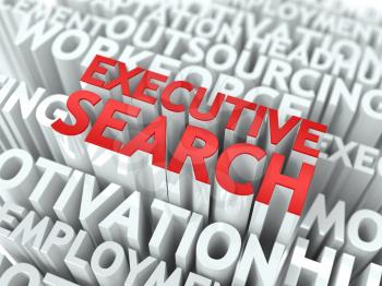 Executive Search - Words in Red Color Surrounded by a Cloud of Words Gray. Wordcloud Concept.
