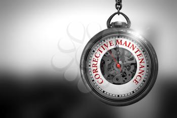 Business Concept: Pocket Watch with Corrective Maintenance - Red Text on it Face. Vintage Pocket Watch with Corrective Maintenance Text on the Face. 3D Rendering.