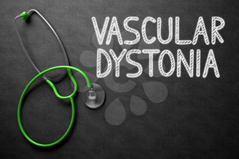 Medical Concept: Vascular Dystonia Handwritten on Black Chalkboard. Black Chalkboard with Vascular Dystonia - Medical Concept. 3D Rendering.