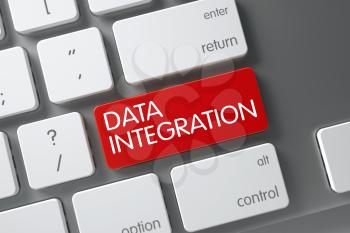 Concept of Data Integration, with Data Integration on Red Enter Keypad on Modernized Keyboard. 3D Illustration.