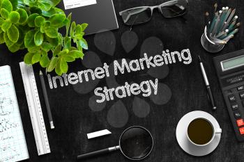 Internet Marketing Strategy Handwritten on Black Chalkboard. 3d Rendering. 