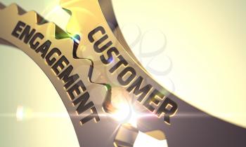 Customer Engagement - Golden Cogwheel. Technical Design. 3D Rendering.