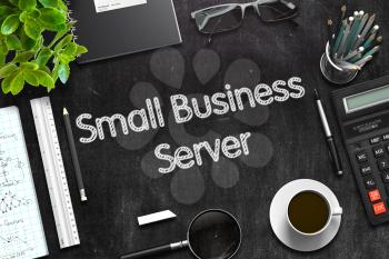 Small Business Server - Text on Black Chalkboard.3d Rendering. Toned Illustration.