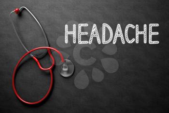 Medical Concept: Headache on Black Chalkboard. Black Chalkboard with Headache - Medical Concept. 3D Rendering.