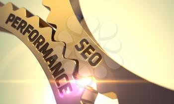 SEO Performance - Industrial Illustration with Glow Effect and Lens Flare. 3D.