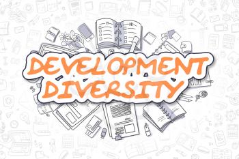 Cartoon Illustration of Development Diversity, Surrounded by Stationery. Business Concept for Web Banners, Printed Materials. 