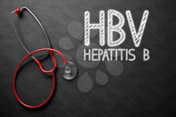 Medical Concept: Black Chalkboard with HBV - Hepatitis B. Medical Concept: HBV - Hepatitis B - Medical Concept on Black Chalkboard. 3D Rendering.