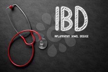 Black Chalkboard with IBD - Inflammatory Bowel Disease - Medical Concept. Medical Concept: Black Chalkboard with IBD - Inflammatory Bowel Disease. 3D Rendering.