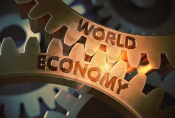 World Economy - Illustration with Glowing Light Effect. World Economy - Technical Design. 3D Rendering.