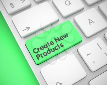 Service Concept: Create New Products on the Modern Laptop Keyboard lying on Green Background. Create New Products Written on Green Keypad of Modern Keyboard. 3D.