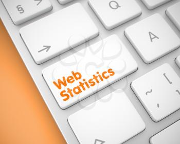 Web Statistics Keypad on the Keyboard Keys. with Orange Background. Online Service Concept: Web Statistics on Conceptual Keyboard Background. 3D Render.
