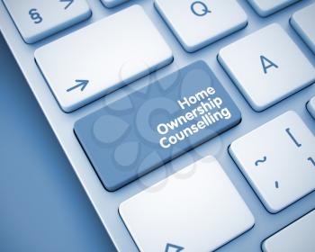 Online Service Concept: Home Ownership Counseling on the Metallic Keyboard lying on Toned Background. Home Ownership Counseling Keypad on Slim Aluminum Keyboard. 3D Illustration.