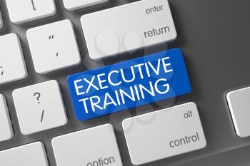 Concept of Executive Training, with Executive Training on Blue Enter Button on Modernized Keyboard. 3D.