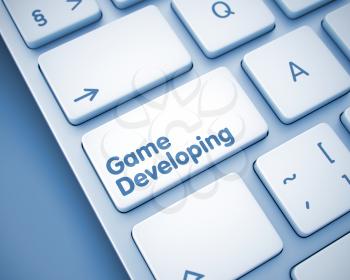 Computer Keyboard Button Showing the Inscription Game Developing. Message on Keyboard Button. Game Developing Button on the Modern Computer Keyboard. 3D.