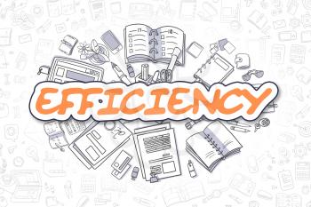 Doodle Illustration of Efficiency, Surrounded by Stationery. Business Concept for Web Banners, Printed Materials. 