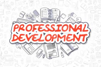Doodle Illustration of Professional Development, Surrounded by Stationery. Business Concept for Web Banners, Printed Materials. 