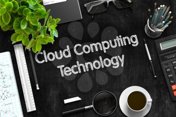 Black Chalkboard with Cloud Computing Technology Concept. 3d Rendering. 