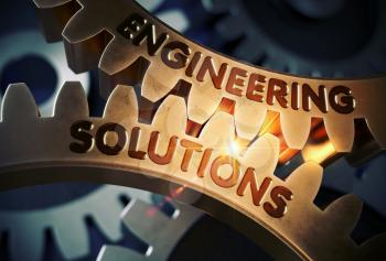 Engineering Solutions on Mechanism of Golden Cog Gears. Golden Metallic Cogwheels with Engineering Solutions Concept. 3D Rendering.