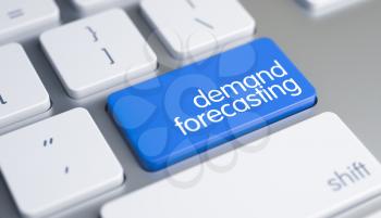 Up Close View on the Computer Keyboard - Demand Forecasting Blue Keypad. Demand Forecasting Written on Blue Keypad of Laptop Keyboard. 3D Illustration.