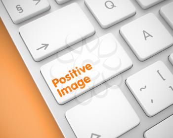 Business Concept: Positive Image on White Keyboard Background. Service Concept: Positive Image on the Modern Keyboard lying on the Orange Background. 3D.