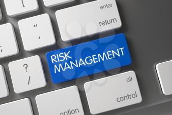 Risk Management Concept: Modern Keyboard with Risk Management, Selected Focus on Blue Enter Keypad. 3D.
