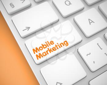 Online Service Concept: Mobile Marketing on Modernized Keyboard Background. Inscription on Keyboard Enter Key, for Mobile Marketing Concept. 3D Render.