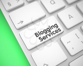 Blogging Services Keypad on the Keyboard Keys. with Green Background. Online Service Concept with White Enter White Key on the Keyboard: Blogging Services. 3D Illustration.