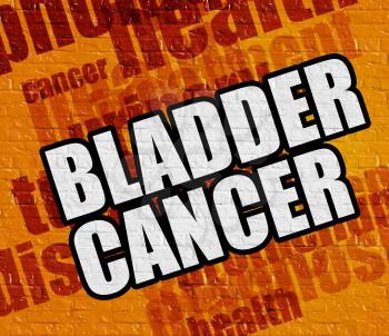 Modern medicine concept: Bladder Cancer on the Yellow Brick Wall . Yellow Brick Wall with Bladder Cancer on it . 
