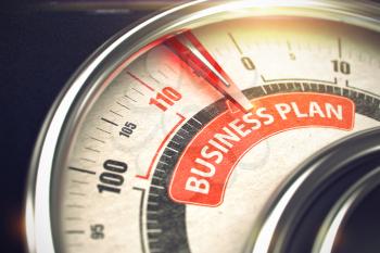 Business Plan Rate Conceptual Compass with Inscription on the Red Label. Business Concept. 3D Render.