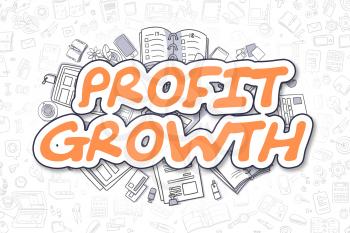 Cartoon Illustration of Profit Growth, Surrounded by Stationery. Business Concept for Web Banners, Printed Materials. 