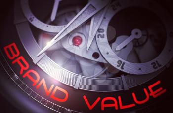 Brand Value on the Face of Luxury Pocket Watch Machinery Macro Detail Monochrome. Brand Value on the Face of Luxury Pocket Watch, Chronograph Close View. Time Concept with Lens Flare. 3D Rendering.