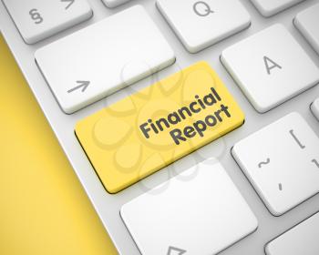Online Service Concept: Financial Report on Conceptual Keyboard Background. Business Concept: Financial Report on the Modern Computer Keyboard lying on Yellow Background. 3D Illustration.