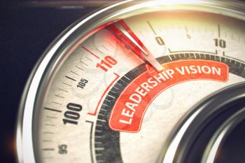 Leadership Vision - Conceptual Rev Counter with Red Caption on It. Horizontal image. 3D.
