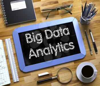 Small Chalkboard with Big Data Analytics Concept. Big Data Analytics - Text on Small Chalkboard.3d Rendering.
