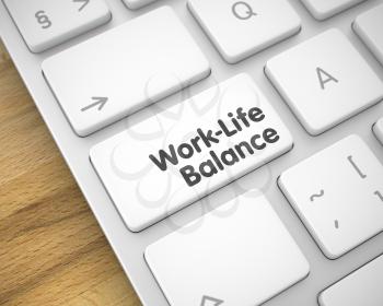 Business Concept with Modern Laptop Enter White Keypad on Keyboard: Work-Life Balance. Text on the Keyboard Enter Keypad, for Work-Life Balance Concept. 3D Render.