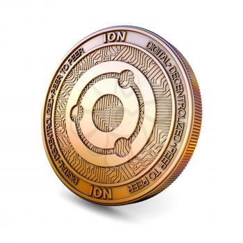 Ion ION - Cryptocurrency Coin Isolated on White Background. 3D rendering