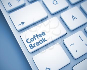Business Concept: Coffee Break on the Modernized Keyboard lying on the Toned Background. Computer Keyboard with Coffee Break Button. 3D Illustration.
