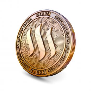 Steem STEEM - Cryptocurrency Coin Isolated on White Background. 3D rendering.