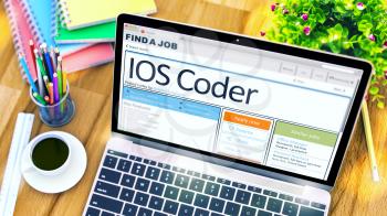 IOS Coder - Job Searching Concept. Hiring Concept. 3D Rendering.