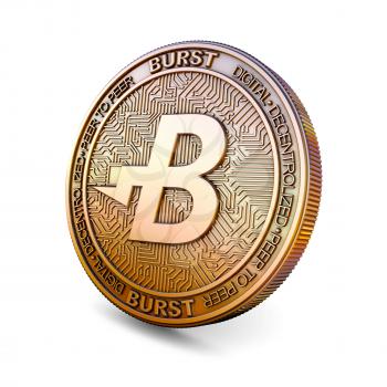 Burstcoin BURST - Cryptocurrency Coin Isolated on White Background. 3D rendering