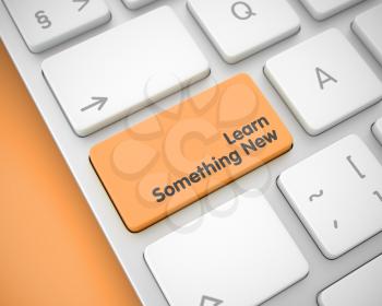 Online Service Concept: Learn Something New on Modernized Keyboard lying on Orange Background. Message on Keyboard Enter Button, for Learn Something New Concept. 3D Illustration.
