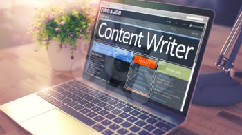 Content Writer - Job Find Concept. 3D Illustration.