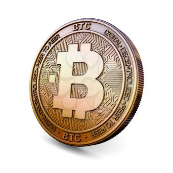Bitcoin BTC - Cryptocurrency Coin Isolated on White Background. 3D rendering