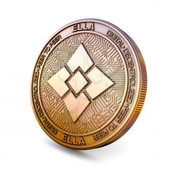 Ellaism ELLA - Cryptocurrency Coin Isolated on White Background. 3D rendering