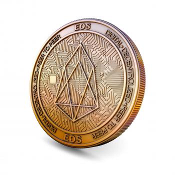 EOS - Cryptocurrency Coin Isolated on White Background. 3D rendering.