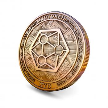 Xyo XYO - Cryptocurrency Coin Isolated on White Background. 3D rendering.