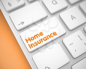 Home Insurance Written on the White Button of Conceptual Keyboard. Service Concept with Computer Enter White Button on the Keyboard: Home Insurance. 3D Illustration.