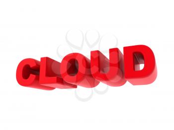 Cloud - Red Text Isolated on White. IT Concept.