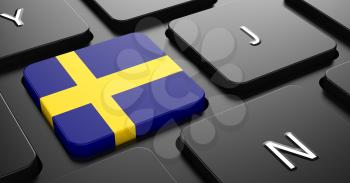 Flag of Sweden - Button on Black Computer Keyboard.